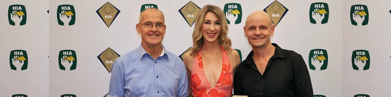 Griff Morris of Solar Dwellings, Jo Edwards and Peter of Nulook Homes with their HIA Australian GreenSmart awards
